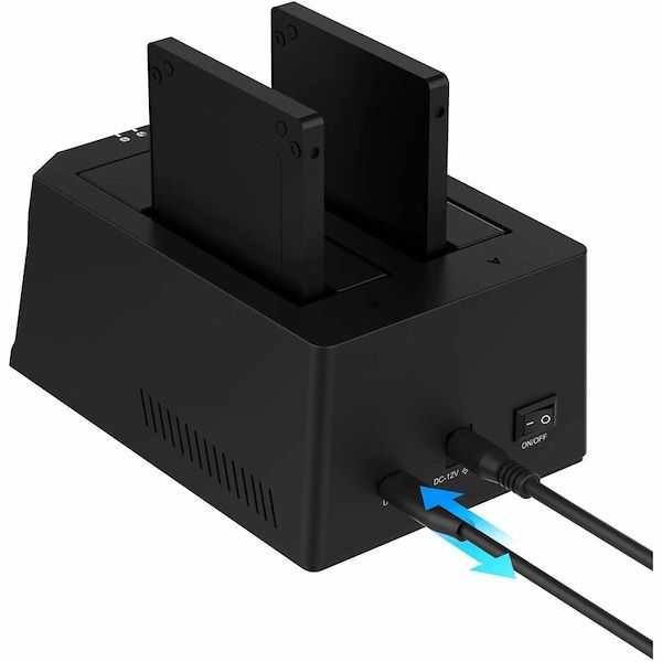 Sabrent USB Type-C SATA Dual Bay Hard Drive Docking Station with Offline Cloning - Thumbnail 3