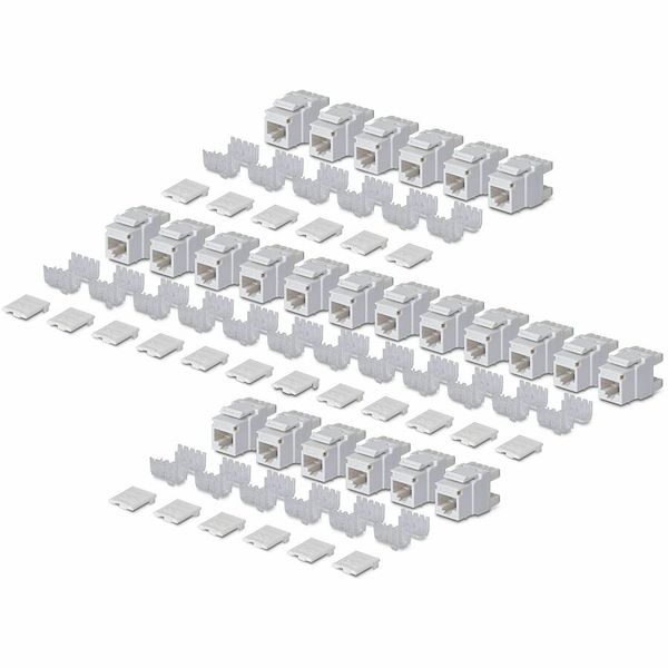 StarTech Cat6 Keystone Jack, 24-Pack RJ45 Ethernet Keystone Jacks, UTP Cat6 Wall Jack, 180-Degree 110 Punch Down, White