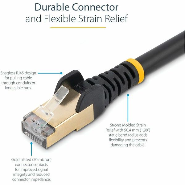 StarTech.com 14 ft Cat6a Patch Cable - Shielded (STP) - Black - 10Gb Snagless Cat 6a Ethernet Patch Cable