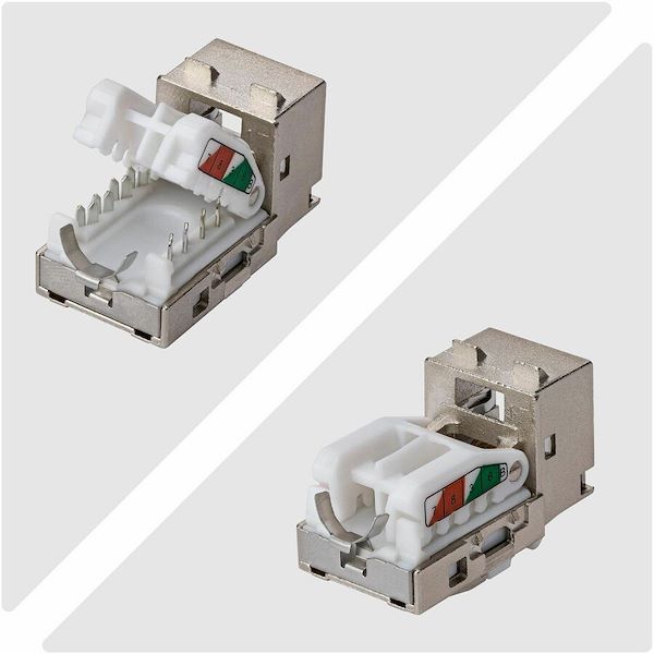 StarTech Shielded Cat6a Keystone Jack, 10-Pack RJ45 Ethernet Keystone Jacks, STP Cat6a Wall Jack, 90-Degree Toolless