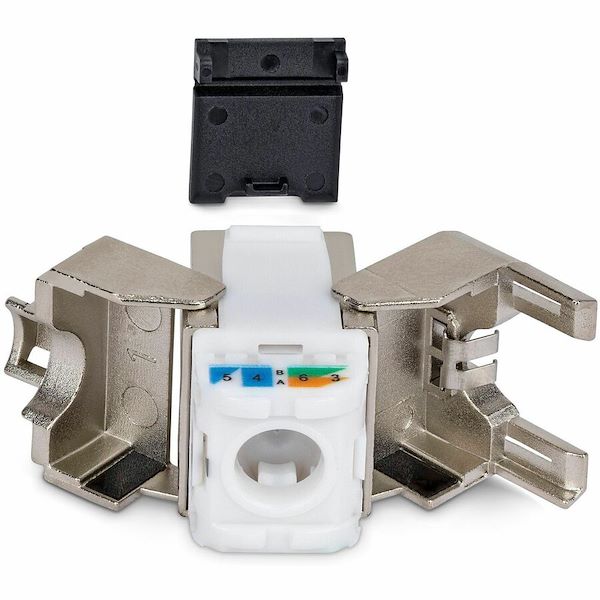 StarTech Shielded Cat6a Keystone Jack, 10-Pack RJ45 Ethernet Keystone Jacks, STP Cat6a Wall Jack, 180-Degree Toolless