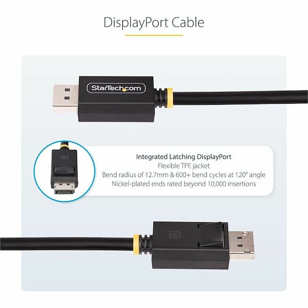 StarTech.com 3ft DisplayPort 2.1 Cable, VESA Certified DP80 DisplayPort Cable w/UHBR20/HDR/DSC 1.2a/HDCP 2.2, 16K/8K 60Hz, DP 2.1 Cord - Alternate-Image3