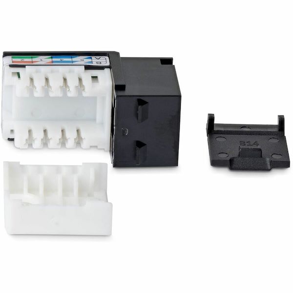 StarTech Cat6 Keystone Jack, 24-Pack RJ45 Ethernet Keystone Jacks, UTP Cat6 Wall Jack, 90-Degree 110 Punch Down, Black