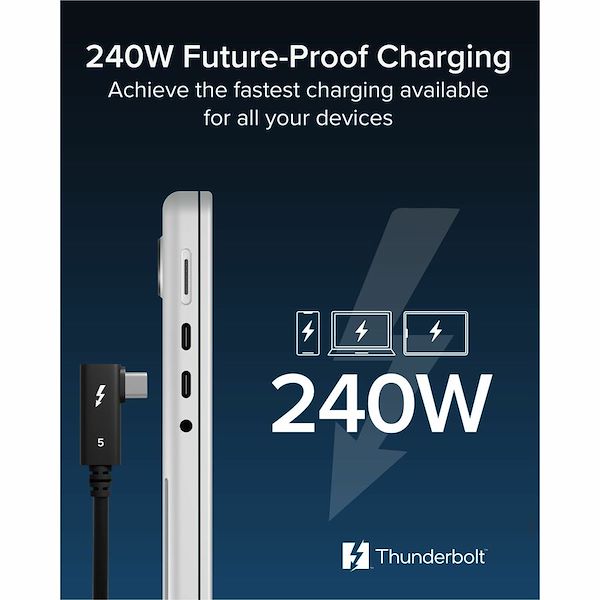Plugable Thunderbolt 5 240W Cable with Right Angle Connector - Alternate-Image4