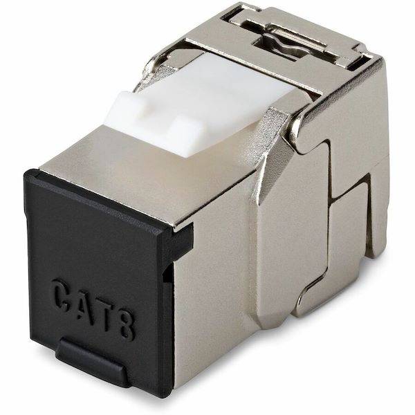 StarTech Cat8 Keystone Jack, 6-Pack RJ45 Ethernet Keystone Jacks, STP Cat8 Wall Jack, 180-Degree Toolless