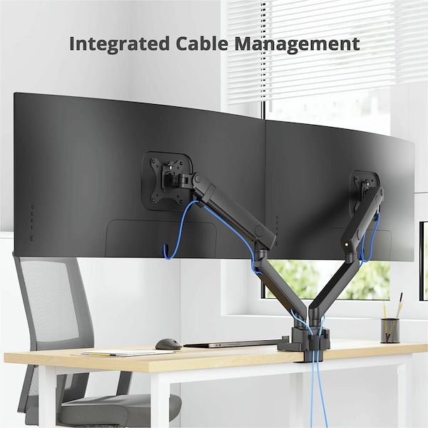 Dual 38" Mechanical Spring Monitor Arm Top Mount-Black, Up to 38" Monitor, Max Load up to 26.4 lbs each