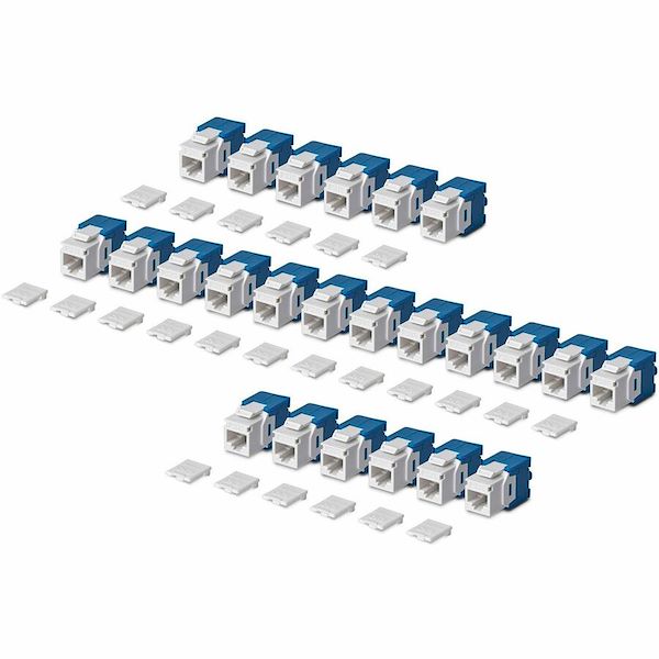 StarTech Cat6 Keystone Jack, 24-Pack RJ45 Ethernet Keystone Jacks, UTP Cat6 Wall Jack, 180-Degree Toolless, White