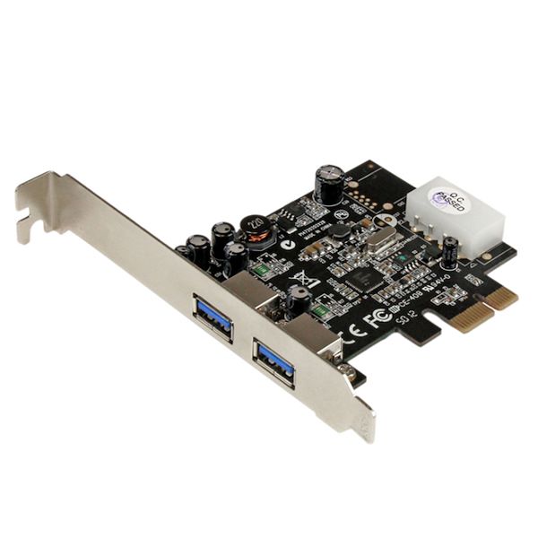 StarTech.com 2 Port PCI Express (PCIe) SuperSpeed USB 3.0 Card Adapter with UASP - LP4 Power - Original