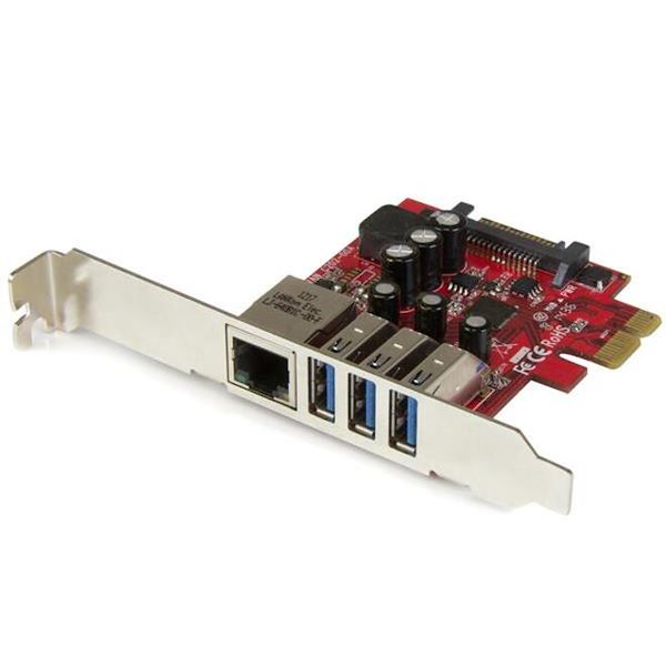 StarTech.com 3 Port PCI Express USB 3.0 Card + Gigabit Ethernet - Original