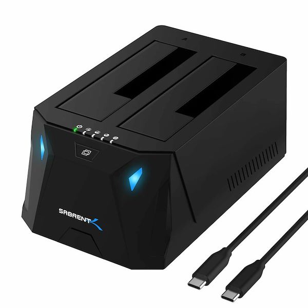 Sabrent USB Type-C SATA Dual Bay Hard Drive Docking Station with Offline Cloning - Thumbnail 5