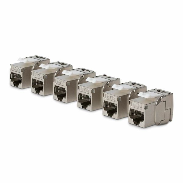 StarTech Cat8 Keystone Jack, 6-Pack RJ45 Ethernet Keystone Jacks, STP Cat8 Wall Jack, 180-Degree Toolless