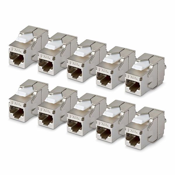 StarTech Shielded Cat6a Keystone Jack, 10-Pack RJ45 Ethernet Keystone Jacks, STP Cat6a Wall Jack, 180-Degree Toolless
