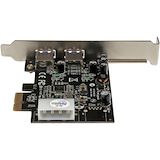 StarTech.com 2 Port PCI Express (PCIe) SuperSpeed USB 3.0 Card Adapter with UASP - LP4 Power - Rear