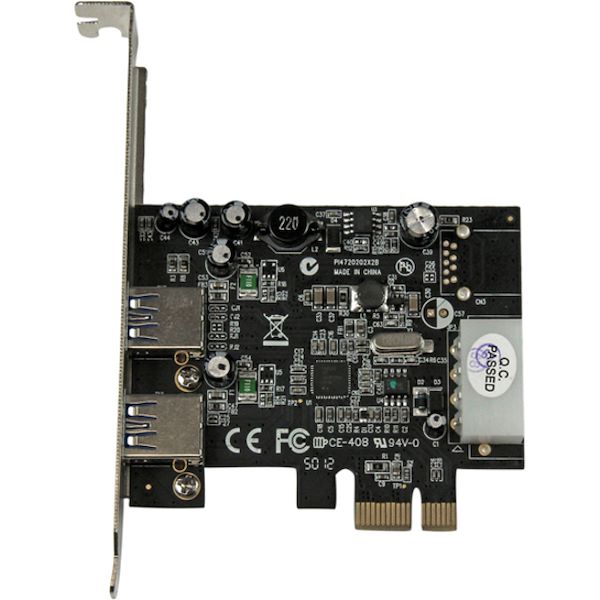 StarTech.com 2 Port PCI Express (PCIe) SuperSpeed USB 3.0 Card Adapter with UASP - LP4 Power - Top
